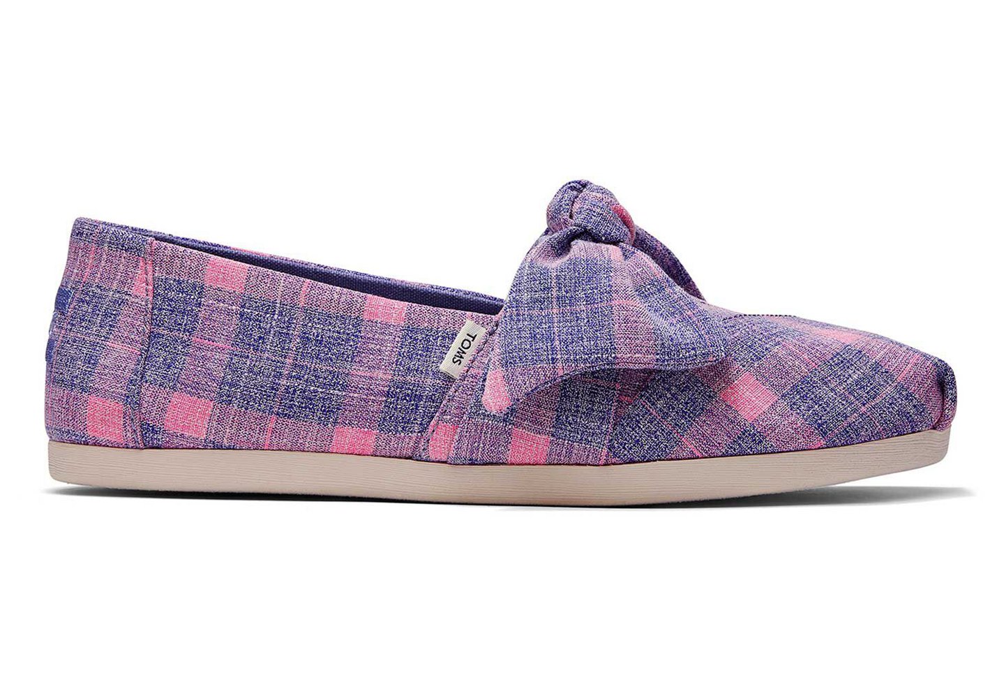 Toms Espadryle Damskie Fioletowe/Różowe - Alpargata Plaid Bow - 97PDCUGXY